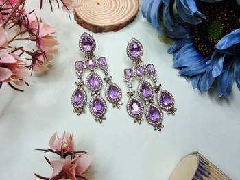 Purple designer premium festive wear necklace set 3