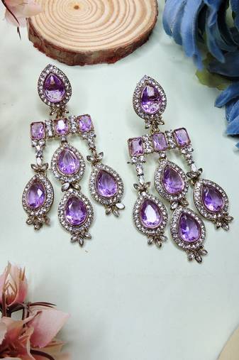 Purple designer premium festive wear earrings