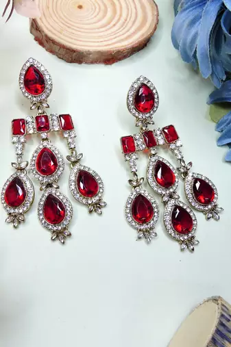 Maroon designer premium festive wear necklace set