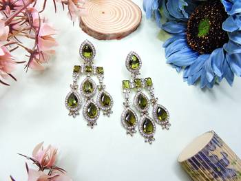 Green designer premium festive wear necklace set 3