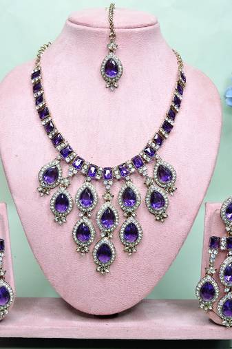 Blue designer premium festive wear necklace set