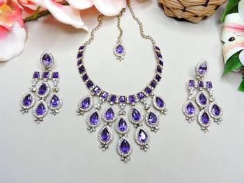 Blue designer premium festive wear necklace set 2
