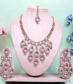 Pink designer premium festive wear necklace set