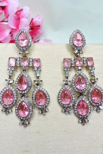 Pink designer premium festive wear necklace set