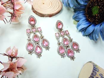 Pink designer premium festive wear earrings 1