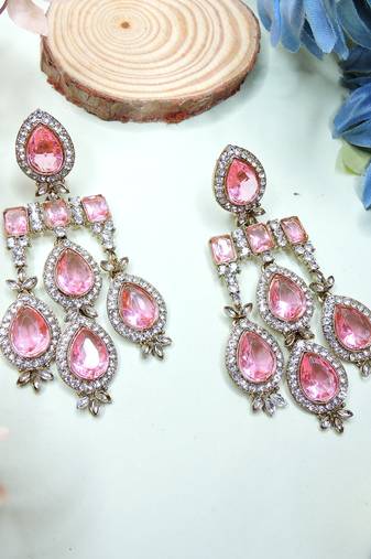 Pink designer premium festive wear earrings