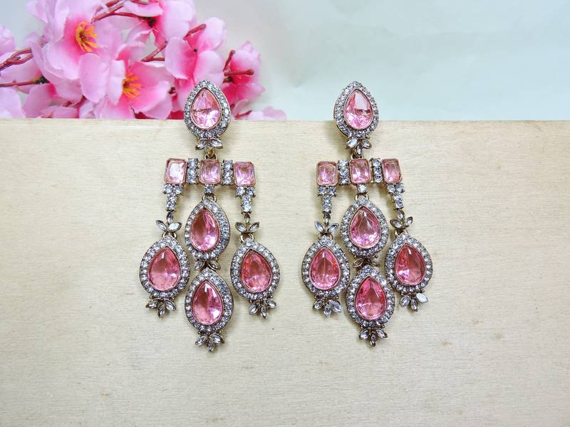 Pink designer premium festive wear earrings