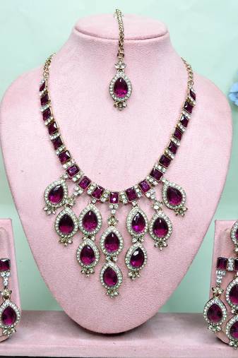 Purple designer premium festive wear necklace set