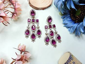 Purple designer premium festive wear earrings 1