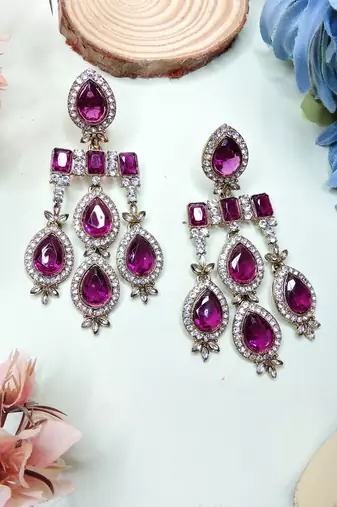 Purple designer premium festive wear earrings