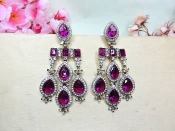 Purple designer premium festive wear earrings 2