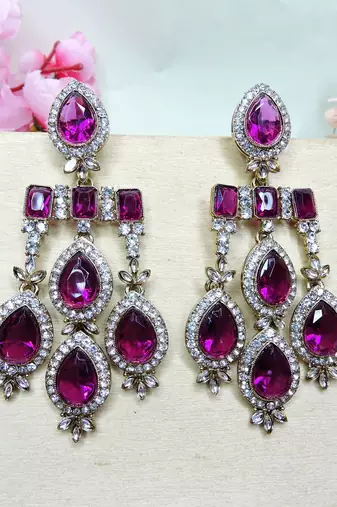 Purple designer premium festive wear earrings