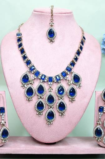 Turquoise designer premium festive wear necklace set