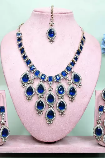 Turquoise designer premium festive wear necklace set