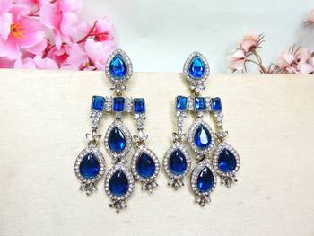 Turquoise designer premium festive wear necklace set 4