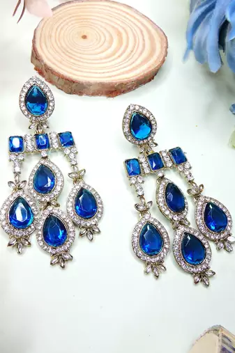 Turquoise designer premium festive wear earrings