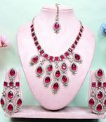 Pink designer premium festive wear necklace set