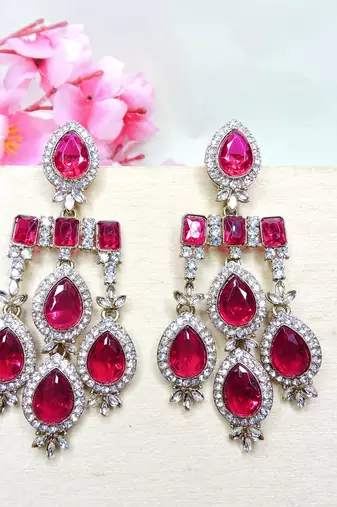 Pink designer premium festive wear necklace set