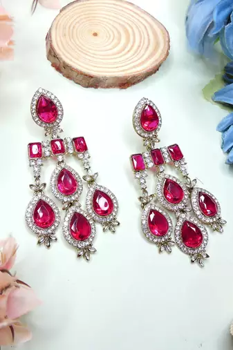 Pink designer premium festive wear earrings