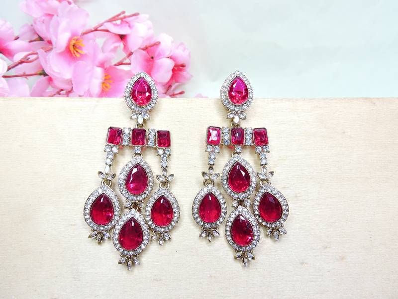 Pink designer premium festive wear earrings