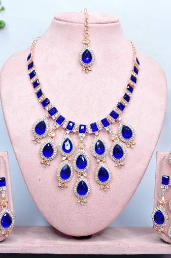 Turquoise designer premium festive wear necklace set