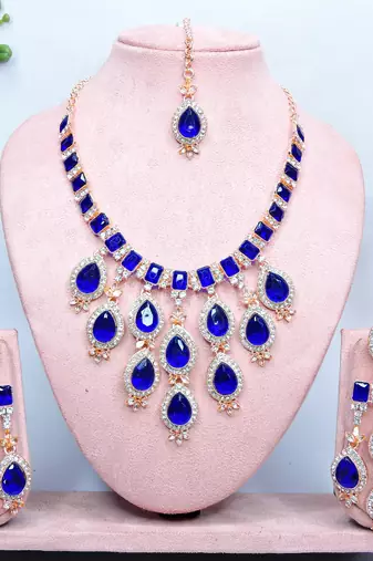 Turquoise designer premium festive wear necklace set