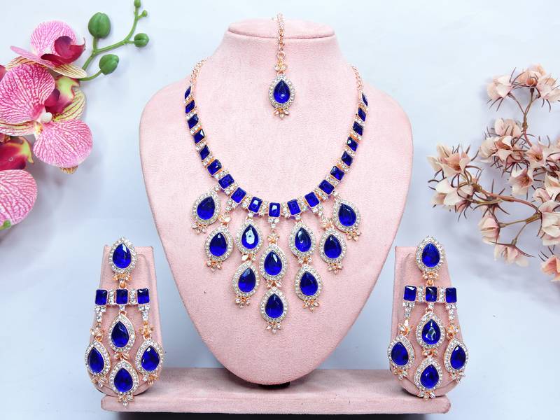 Turquoise designer premium festive wear necklace set