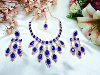 Turquoise designer premium festive wear necklace set 2