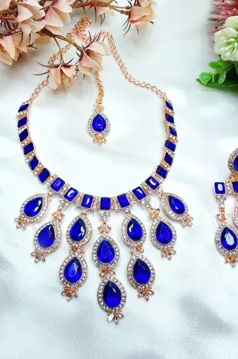 Turquoise designer premium festive wear necklace set