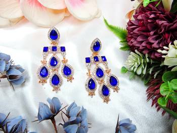 Turquoise designer premium festive wear earrings 1
