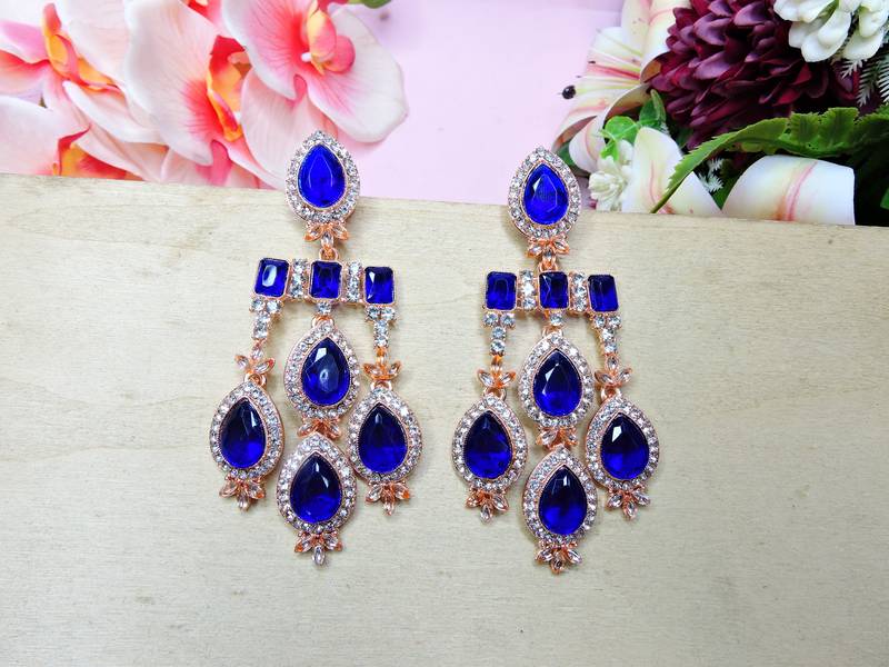 Turquoise designer premium festive wear earrings