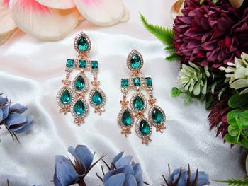 Turquoise designer premium festive wear earrings 1