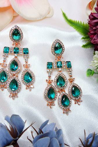 Turquoise designer premium festive wear earrings