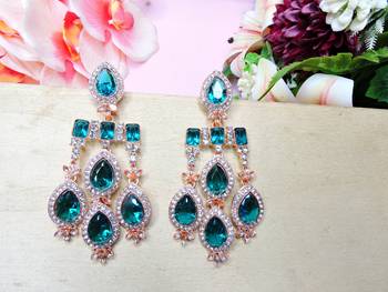 Turquoise designer premium festive wear earrings 2