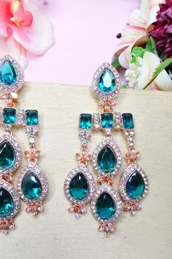 Turquoise designer premium festive wear earrings