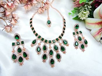 Turquoise designer premium festive wear necklace set 2