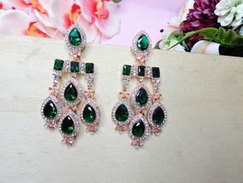 Turquoise designer premium festive wear earrings 2
