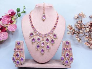 Purple designer premium festive wear necklace set 1
