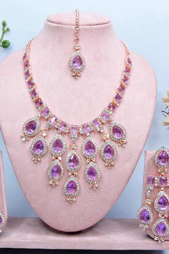 Purple designer premium festive wear necklace set
