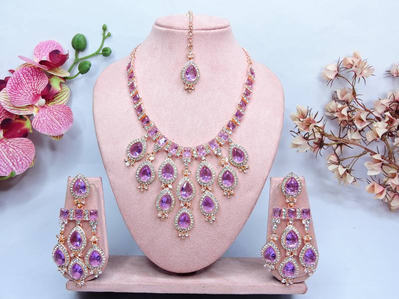 Purple designer premium festive wear necklace set