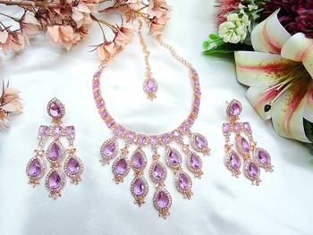 Purple designer premium festive wear necklace set 2