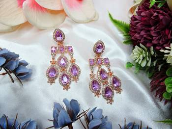 Purple designer premium festive wear earrings 1