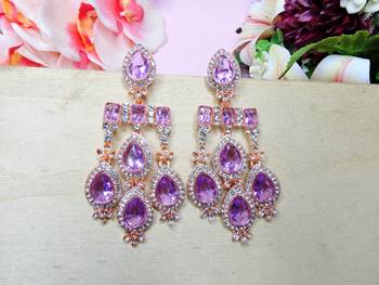 Purple designer premium festive wear earrings 2