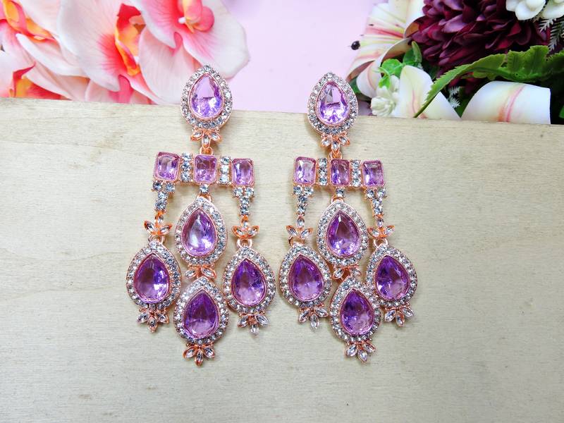 Purple designer premium festive wear earrings