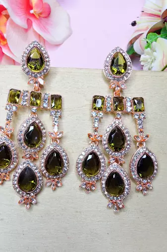 Green designer premium festive wear necklace set