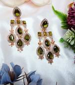 Green designer premium festive wear earrings