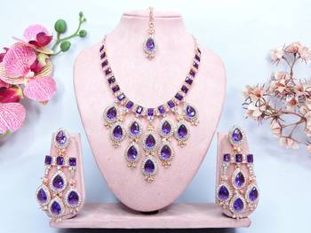 Blue designer premium festive wear necklace set 1