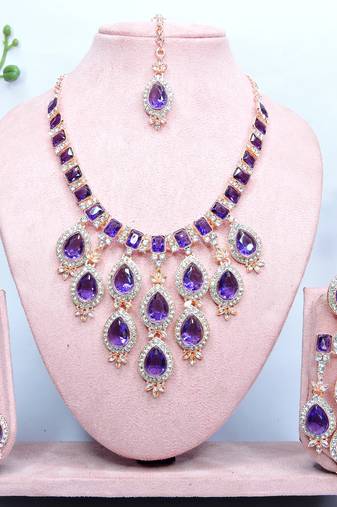 Blue designer premium festive wear necklace set