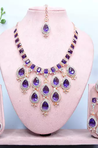 Blue designer premium festive wear necklace set
