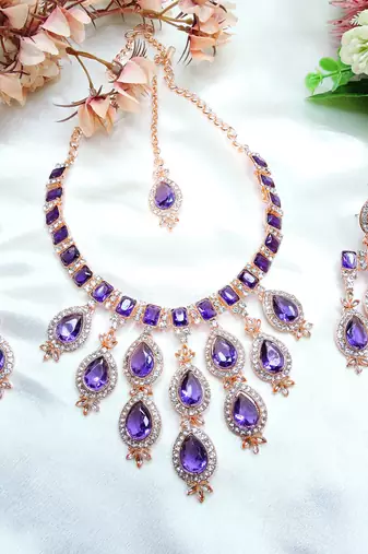 Blue designer premium festive wear necklace set